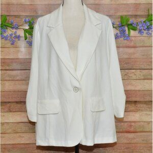 SOHO Apparel White Single Button Blazer Suit Jacket Plus Size 3X Rouged Sleeves